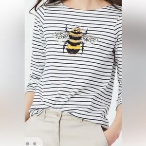 Joules Bee Beaded Boatneck striped shirt Size 6
